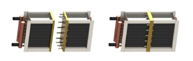 Modular coil shown as two sections separated and bolted together into one assembly